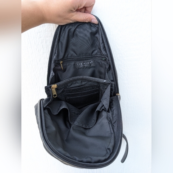 Vintage Libaire Black Pebbled Leather Backpack Bag Purse - Picture 7 of 7